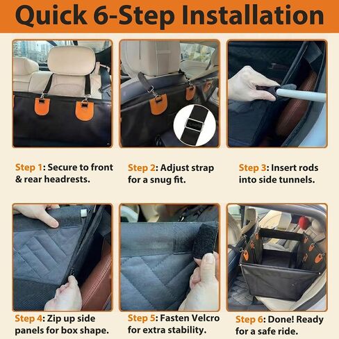 Dog Car Seat Cover for Back Seat - Hard Bottom Back Seat Extender & Hammock, Waterproof Back Seat Pet Cover for Dogs, Non-Slip SUV Car Protector（Black） in Saudi Arabia