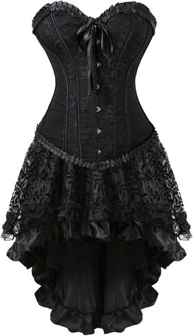 Resnan Corset Dress for Women Lace Strapless Steampunk Costume Gothic Corset Skirt Halloween Costume in Saudi Arabia