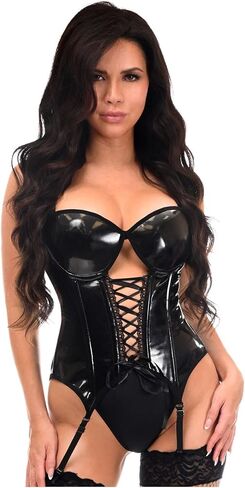 Daisy corsets Women's Daisy Corsets Womens Patent Vinyl Hook & Eye Lace-up Bustier Corset & Plus Size in Kuwait
