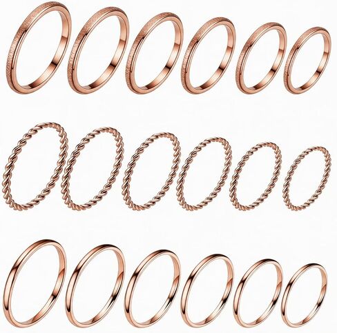 18Pcs No Tarnish Stainless Steel Thin Rings, PVD Gold Plated, 2mm, Bulk Stackable Band Rings for Women & Men in Kuwait