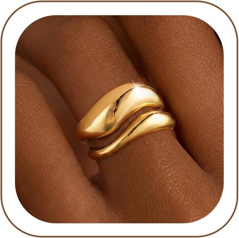 ZOERAY Chunky Gold Rings for Women Non Tarnish 14K Gold Plated Stackable Rings for Women Pinky Thumb Statement Engagement Eternity Wedding Band Ring Set Waterproof Gold Jewelry Rings Gifts Size 6-10 in Saudi Arabia