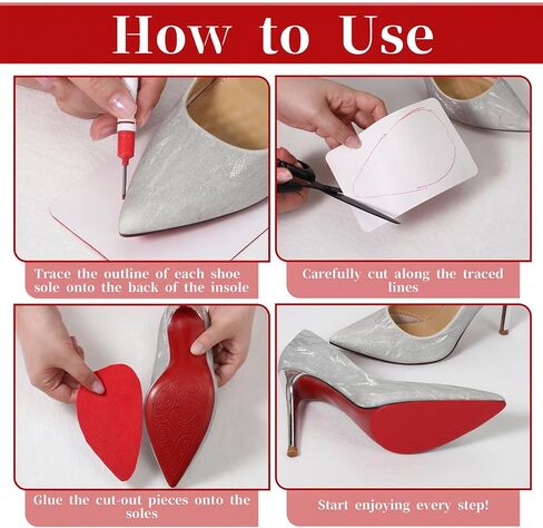 4 Pcs Red Bottom Protectors, Shoe Sole Protector for Heels, Self-Adhesive Red Bottom Shoe Protector Covers Sole Guard for Women Men Shoes in Kuwait