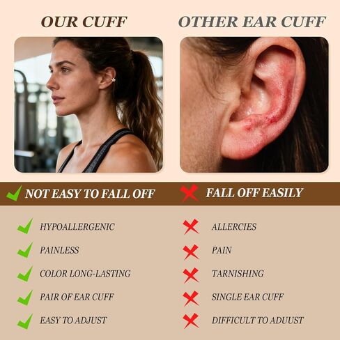 12Pcs Ear Cuffs Non Piercing 14K Gold Plated Ear Cuff Earrings for Women Adjustable Non Pierced Ears Clip on Cartilage Earrings Set Jewelry in Kuwait