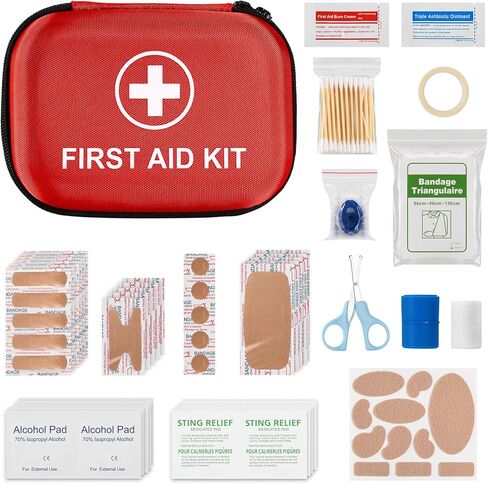 382 Piece Portable First Aid Kit, Emergency Preparedness Supplies for Home, Car, Travel, Camping, Office and Outdoor Use, Compact Red Bag with Assorted Bandages, Gauze and Care Accessories in Saudi Arabia