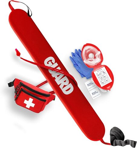 ASA TECHMED Lifeguard Rescue Tube with Matching Whistle, Medical CPR Mask, Lifeguard Fanny Pack-Aid Hip Pack - Ensuring Water Safety on Beaches, Pools, Waterfronts - Baywatch Style in Kuwait