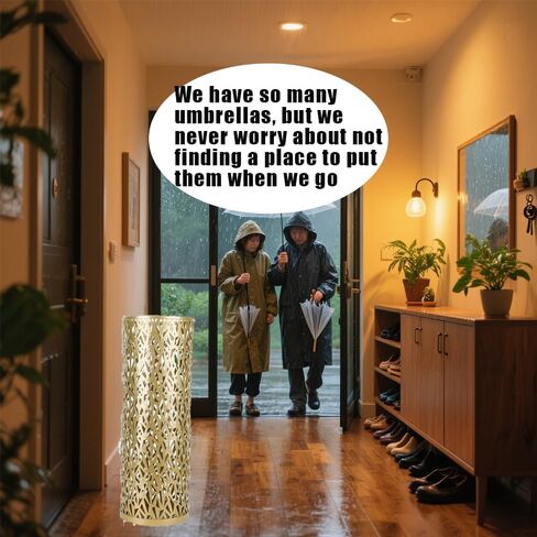 vifloae Umbrella Stand Rack for Entryway Metal Hollowed Freestanding Round Umbrella Holder Organizer Bin Umbrella Basket for Home Hotel Office Decor Gold S in Kuwait