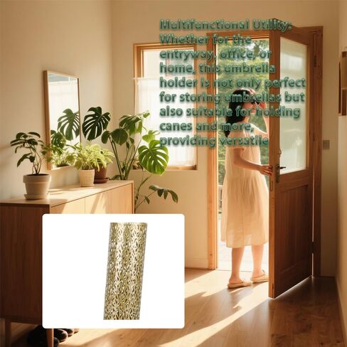 vifloae Umbrella Stand Rack for Entryway Metal Hollowed Freestanding Round Umbrella Holder Organizer Bin Umbrella Basket for Home Hotel Office Decor Gold S in Kuwait