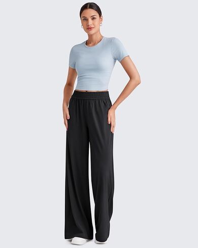 G4Free Lightweight Summer Pants for Women Flowy Wide Leg Pants Elastic Waist Quick Dry Trouser in Kuwait
