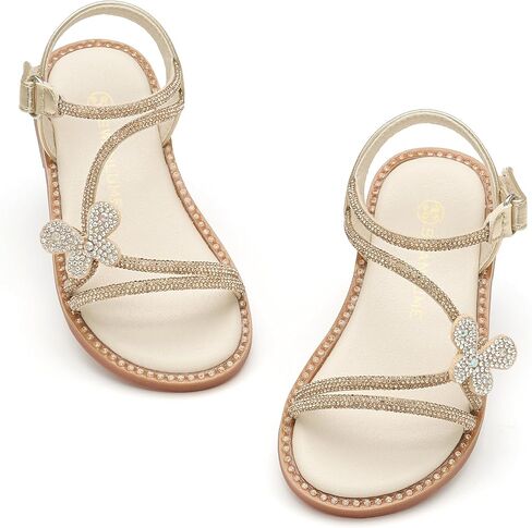 Toddler Girl Sandals - Flower Girl Summer Flats Princess Dress Shoes for Weddings Party Holiday in Kuwait