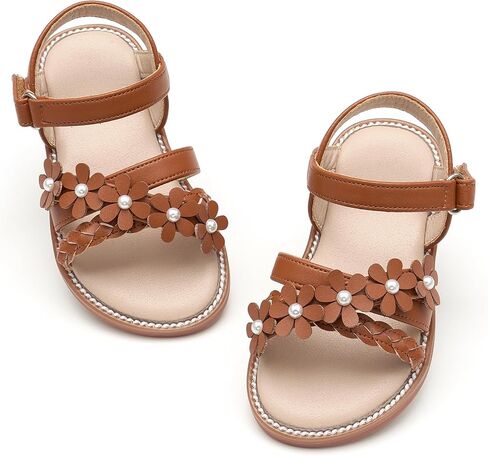 Toddler Girl Sandals - Flower Girl Summer Flats Princess Dress Shoes for Weddings Party Holiday in Kuwait