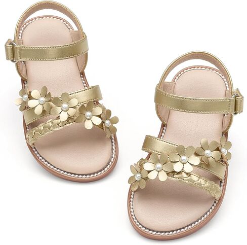 Toddler Girl Sandals - Flower Girl Summer Flats Princess Dress Shoes for Weddings Party Holiday in Kuwait