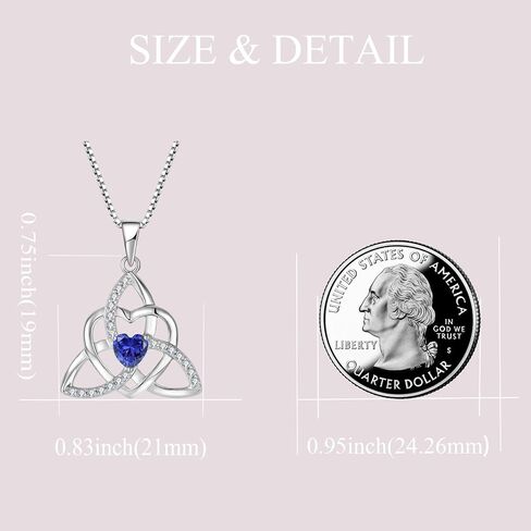 Celtic Knot Heart Necklace Earrings 925 Sterling Silver Trinity Love Knot Pendant Tanzanite Birthstones December Jewelry Set for Women in Kuwait