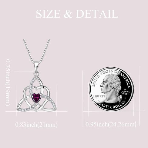 Celtic Knot Heart Necklace Earrings 925 Sterling Silver Trinity Love Knot Pendant Amethyst Birthstone February Jewelry Set for Women in Kuwait