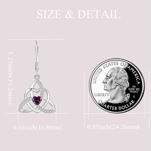 Celtic Knot Heart Necklace Earrings 925 Sterling Silver Trinity Love Knot Pendant Amethyst Birthstone February Jewelry Set for Women in Kuwait