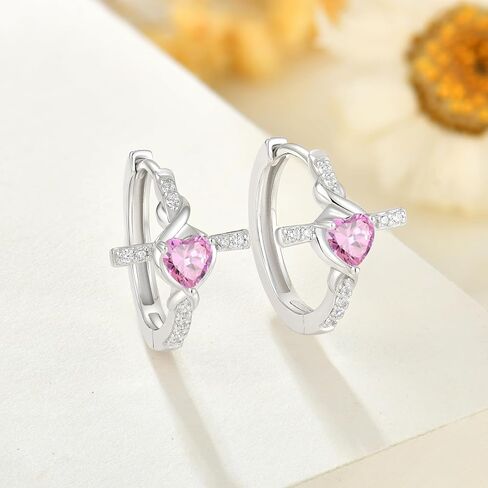 Infinity Cross Jewelry Set for Women Pink Tourmaline Necklace & Earrings October Birthstone Jewelry in Kuwait