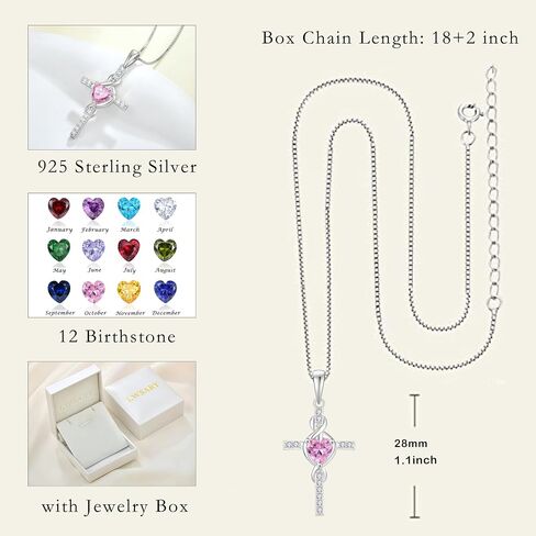 Infinity Cross Jewelry Set for Women Pink Tourmaline Necklace & Earrings October Birthstone Jewelry in Kuwait