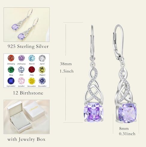 Infinity Irish Celtic Knot Jewelry Set for Women Princess Cut Alexandrite Necklace & Earrings June Birthstone Jewelry Gifts in Kuwait