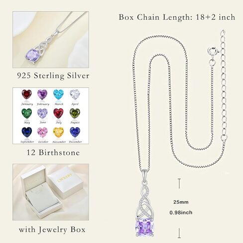 Infinity Irish Celtic Knot Jewelry Set for Women Princess Cut Alexandrite Necklace & Earrings June Birthstone Jewelry Gifts in Kuwait