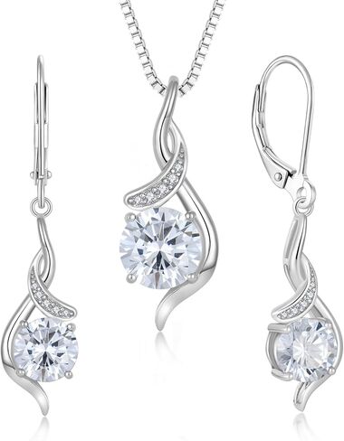 Women‘s Birthstone Jewelry Set S925 Sterling Silver Imitation Diamond Infinity Necklace Earring Birthstone Jewelry Gift for Her in Kuwait