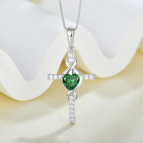 Infinity Cross Jewelry Set for Women Emerald Necklace & Earrings May Birthstone Jewelry in Kuwait