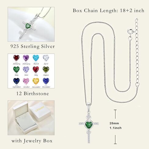 Infinity Cross Jewelry Set for Women Emerald Necklace & Earrings May Birthstone Jewelry in Kuwait