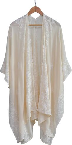 Womens Swimsuit Cover Up Embroidery Print Kimono Cardigan Beach Dress Floral Bikini Swimwear Coverup for Summer in Saudi Arabia