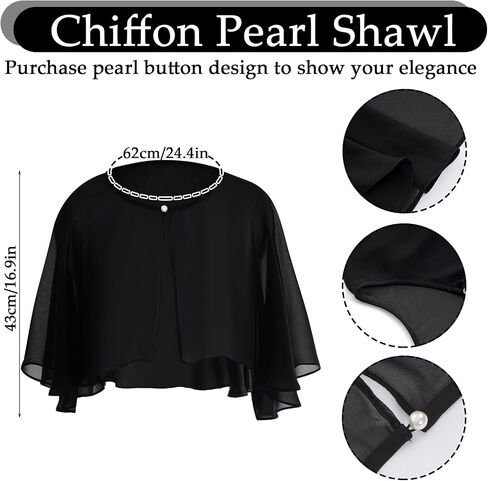 1Pcs Chiffon Shawl and Wraps for Evening Dress Wedding Vintage Style Cape Scarves for Women in Kuwait