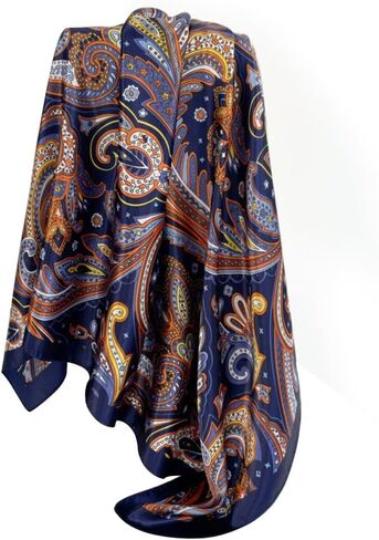 Elegant Printed Silk Scarf – 90 * 90cm Imitation Silk Head Scarf for Women's Hair, Stylish Versatile Hair Scarf for Women in Kuwait