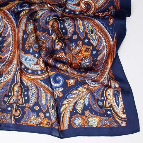 Elegant Printed Silk Scarf – 90 * 90cm Imitation Silk Head Scarf for Women's Hair, Stylish Versatile Hair Scarf for Women in Kuwait