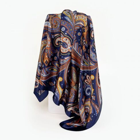 Elegant Printed Silk Scarf – 90 * 90cm Imitation Silk Head Scarf for Women's Hair, Stylish Versatile Hair Scarf for Women in Kuwait