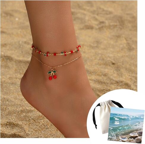Copper Gold Indian Jingle Anklet for Women, Cherry Anklet Boho Vintage Adjustable Chain Ankle Bracelet with Bells, Summer Beach Party Jewelry in Kuwait