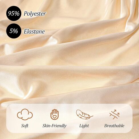 Satain Half Slip for Women Under Dress, Long Under Dress Slip with Slit Lace Trin, Nude Slips Skirt for Women(S-XXL, Champagne) in Saudi Arabia