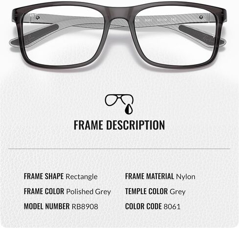 نظارة Ray-Ban RB8908 من النايلون مستطيلة الشكل مع مجموعة النظارات الرسمية in Kuwait