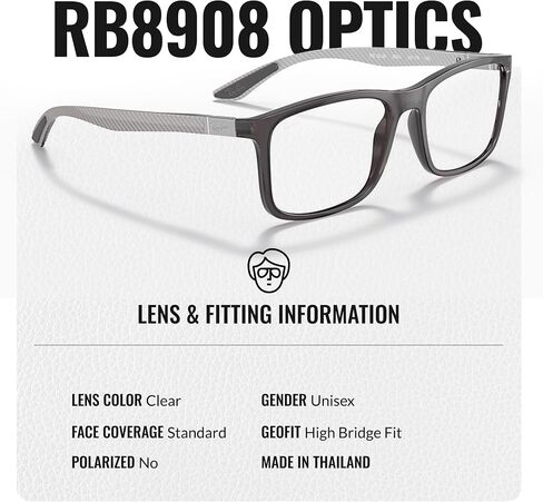 نظارة Ray-Ban RB8908 من النايلون مستطيلة الشكل مع مجموعة النظارات الرسمية in Kuwait