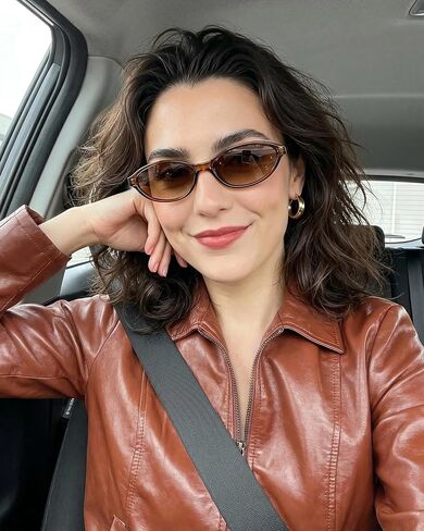 Retro Oval Sunglasses for Women Trendy Narrow Cat Eye Sunglasses Chic 90s Y2K Sunnies UV400 Shades for Small Face in Kuwait