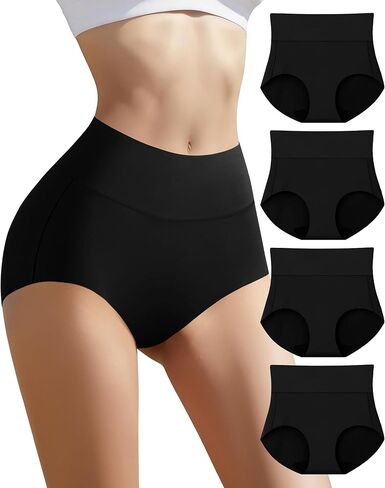 High Waisted Seamless Underwear for Women Tagless Ladies No Show Panties Soft Stretch Full Coverage Briefs 4 Pack in Saudi Arabia