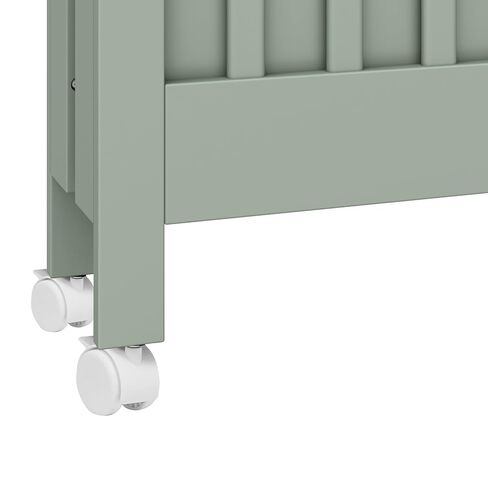 Babyletto Maki Full-Size 2-in-1 Portable Folding Crib with Toddler Bed Conversion Kit in Light Sage, Greenguard Gold Certified in Saudi Arabia