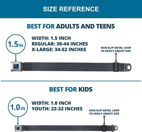 Buckle-Down Seatbelt Belt Reclaimed Black Panel, Mopar Blue, Adult XL (34"-52") in Kuwait