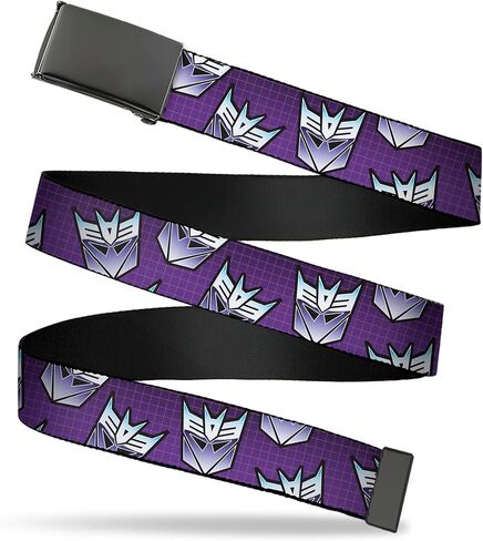Adjustable Belt, Clamp Buckle, Cut-to-Fit, Transformers Decepticons Icon Scattered Grids Purples in Kuwait