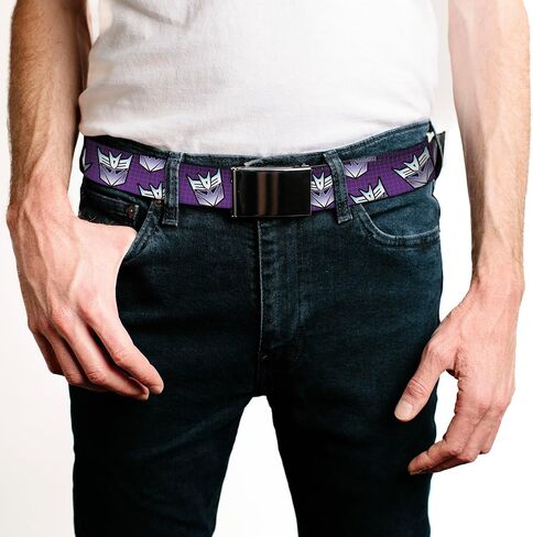 Adjustable Belt, Clamp Buckle, Cut-to-Fit, Transformers Decepticons Icon Scattered Grids Purples in Kuwait