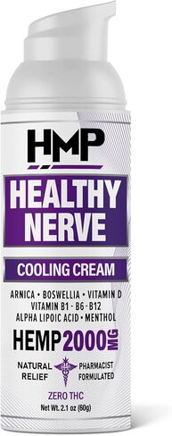 Neuropathy Cream Nerve Hemp Cream 2000mg Maximum Strength for Feet, Hands, Legs, Toes, Back with Natural Arnica, Vitamin D3 B1 B6 B12, Menthol, Made in USA, 2.1oz in Saudi Arabia
