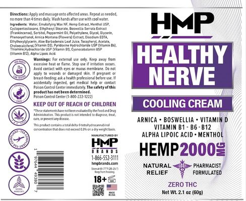 Neuropathy Cream Nerve Hemp Cream 2000mg Maximum Strength for Feet, Hands, Legs, Toes, Back with Natural Arnica, Vitamin D3 B1 B6 B12, Menthol, Made in USA, 2.1oz in Saudi Arabia