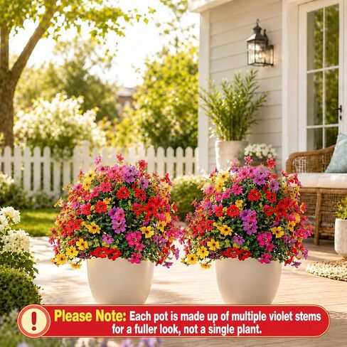 LWW Artificial Outdoor Plants, UV Resistant Faux Flower Topiary Balls with Ground Stakes, 22 Inch Realistic Fake Greenery Bushes, Waterproof Fade Resistant, Porch Garden Yard Patio Decor(2 Pack) in Saudi Arabia