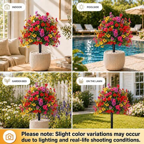 LWW Artificial Outdoor Plants, UV Resistant Faux Flower Topiary Balls with Ground Stakes, 22 Inch Realistic Fake Greenery Bushes, Waterproof Fade Resistant, Porch Garden Yard Patio Decor(2 Pack) in Saudi Arabia