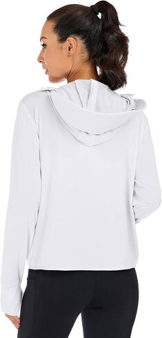 VUTRU Women UPF 50+ Sun Protection Jacket Hoodie Full Zip Pockets Running Yoga Shirts Long Sleeve for Sports Outdoor, White S in Saudi Arabia