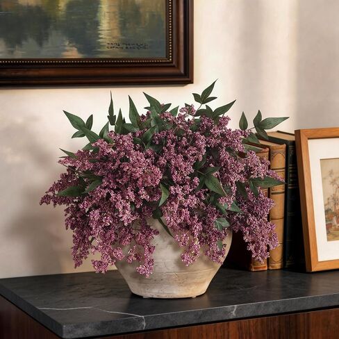 Juxdp 6 Pcs Artificial Nandina Berry Stem for Vase - 17" Realistic Faux Berry Spray, Fake Plant Branches with Stems for DIY Bouquet, Shower, Farmhouse, Mantel, Home Decor (Dusty Plum) in Saudi Arabia