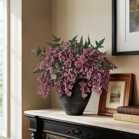 Juxdp 6 Pcs Artificial Nandina Berry Stem for Vase - 17" Realistic Faux Berry Spray, Fake Plant Branches with Stems for DIY Bouquet, Shower, Farmhouse, Mantel, Home Decor (Dusty Plum) in Saudi Arabia