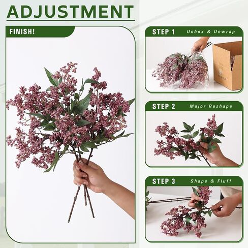 Juxdp 6 Pcs Artificial Nandina Berry Stem for Vase - 17" Realistic Faux Berry Spray, Fake Plant Branches with Stems for DIY Bouquet, Shower, Farmhouse, Mantel, Home Decor (Dusty Plum) in Saudi Arabia