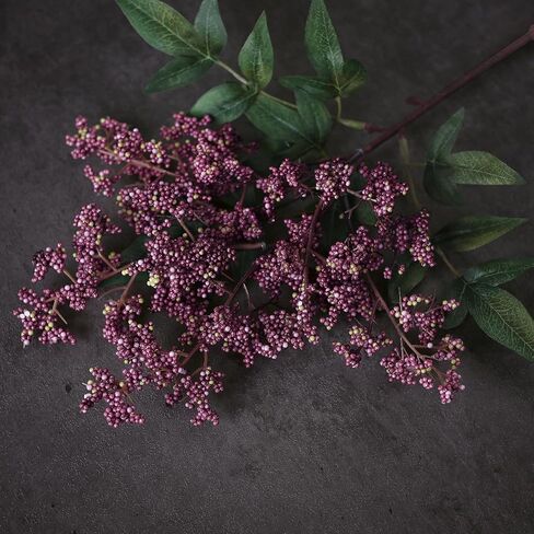 Juxdp 6 Pcs Artificial Nandina Berry Stem for Vase - 17" Realistic Faux Berry Spray, Fake Plant Branches with Stems for DIY Bouquet, Shower, Farmhouse, Mantel, Home Decor (Dusty Plum) in Saudi Arabia