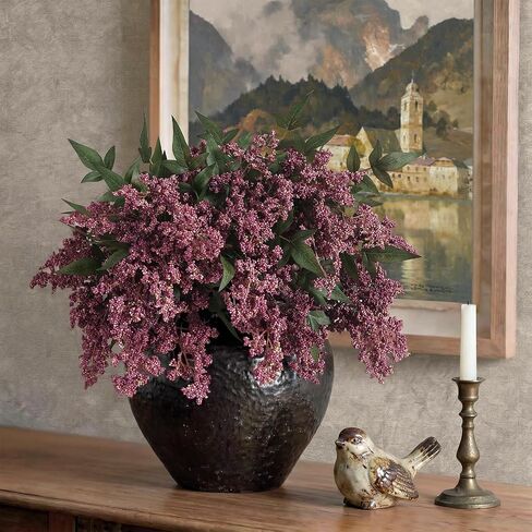 Juxdp 6 Pcs Artificial Nandina Berry Stem for Vase - 17" Realistic Faux Berry Spray, Fake Plant Branches with Stems for DIY Bouquet, Shower, Farmhouse, Mantel, Home Decor (Dusty Plum) in Saudi Arabia